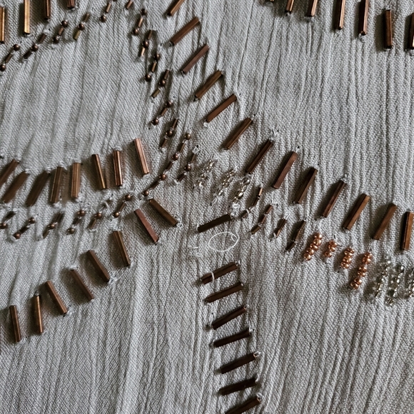 Free People Ferris Wheel Beaded Mock Neck Open Back Top Gray Size XS - Picture 11 of 16